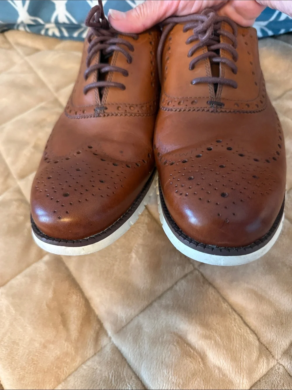 Cole Haan Zerogrand British Tan/Ivory Leather Remastered Wingtip Derby